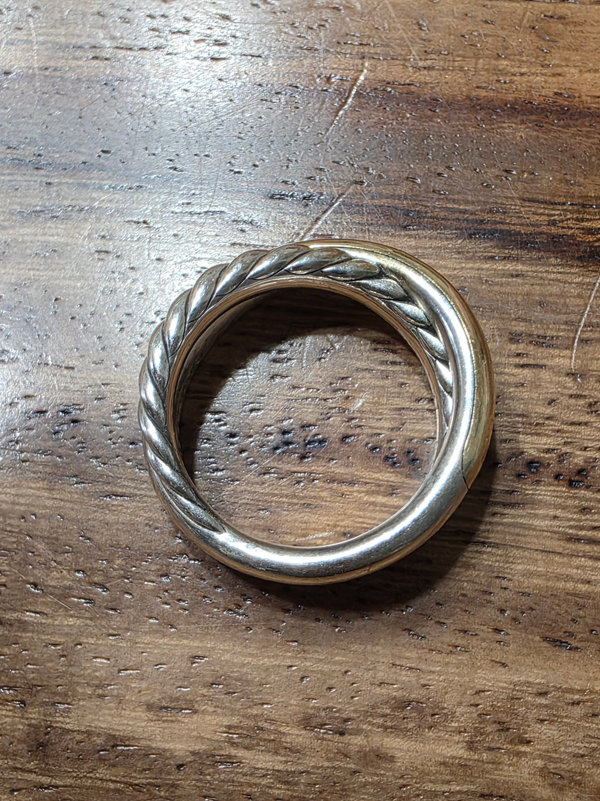 David Yurman Crossover Two Row Cable Ring, 14k & 925