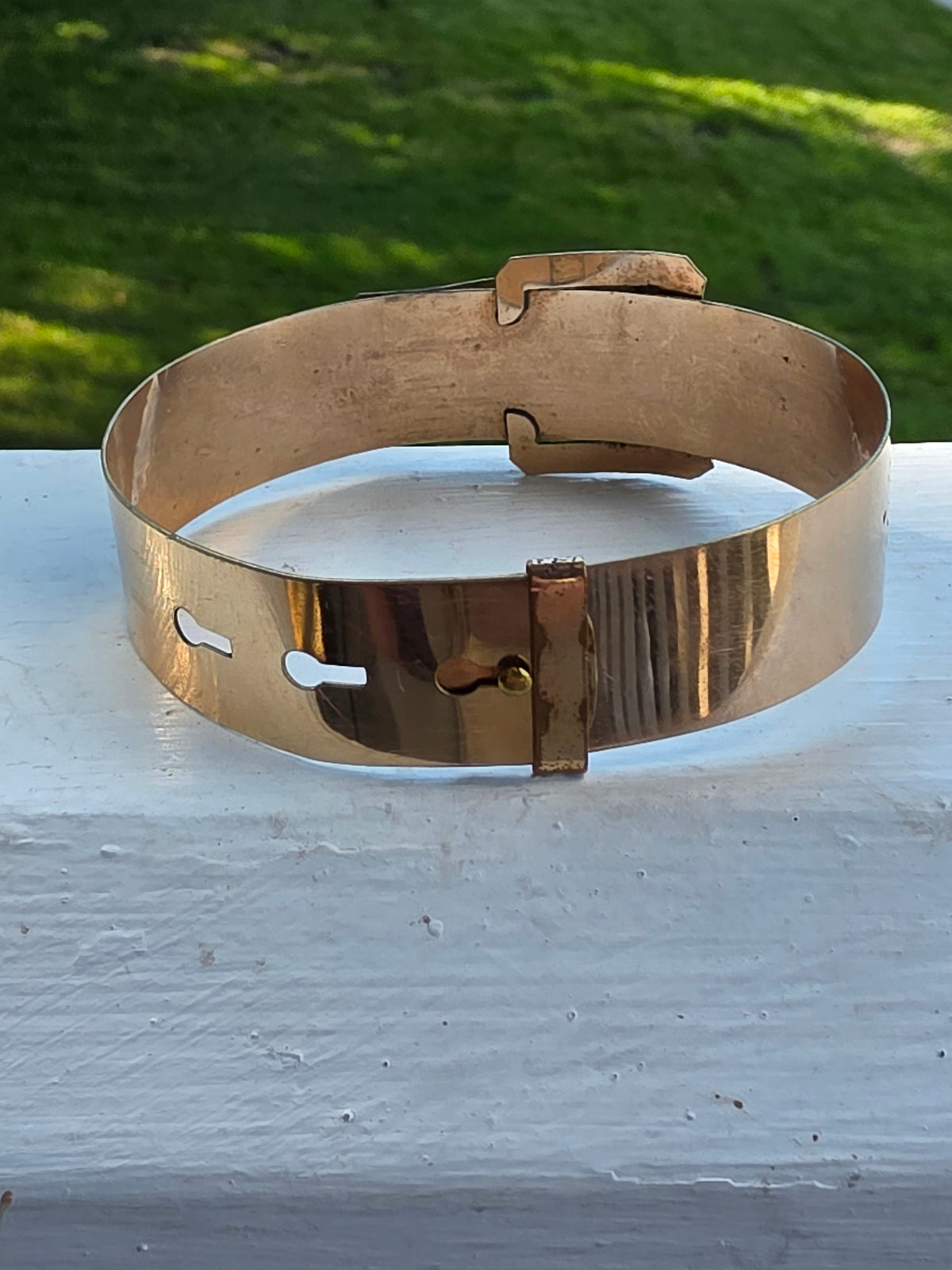Antique Victorian Gold Filled Etched Floral Buckle Bangle Bracelet