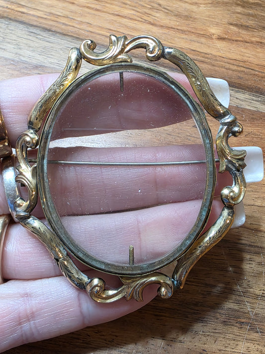 Antique Victorian Gold-Filled Swivel Locket Brooch Frame c. 1880s