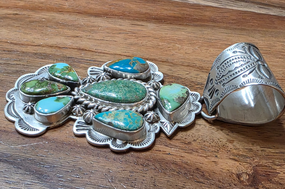 Navajo Charles Johnson Sonoran Gold Turquoise 925 Sterling Thunderbird Pendant