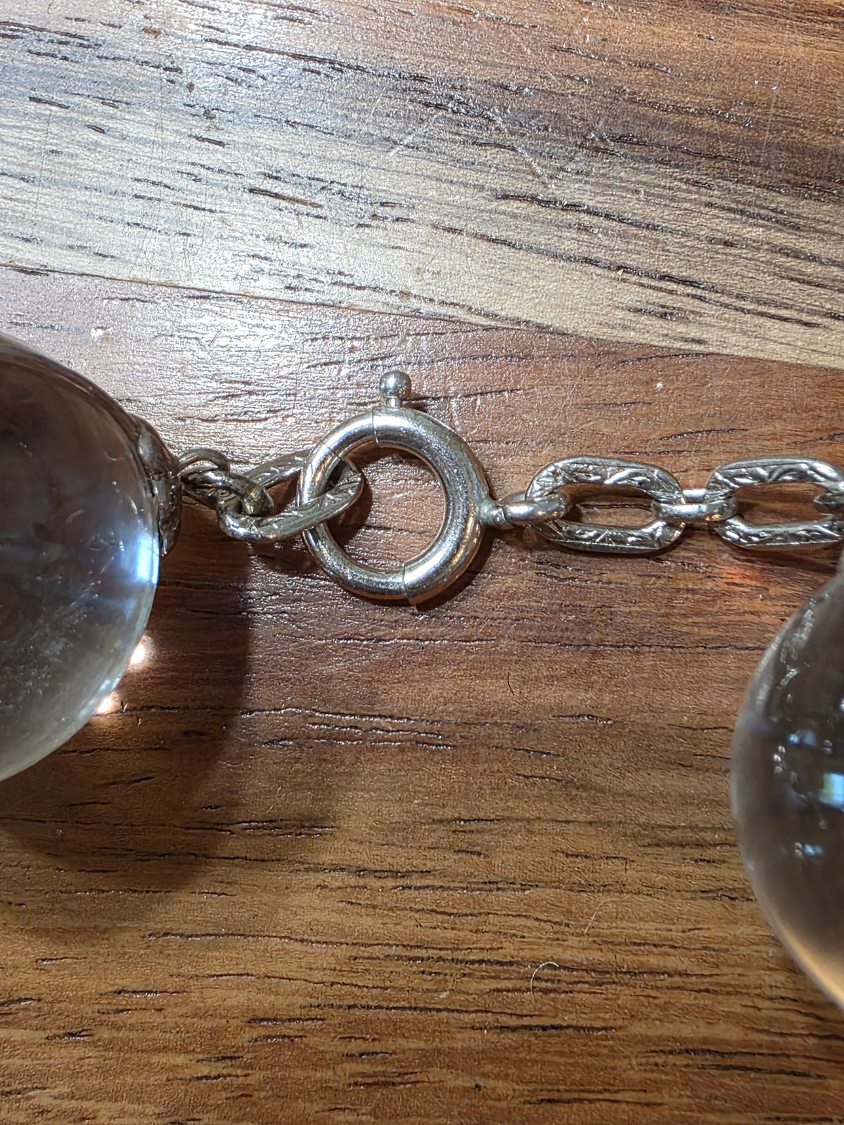Art Deco Sterling & G.F. Rock Crystal Orb "Pools Of Light" Bracelet, 8"