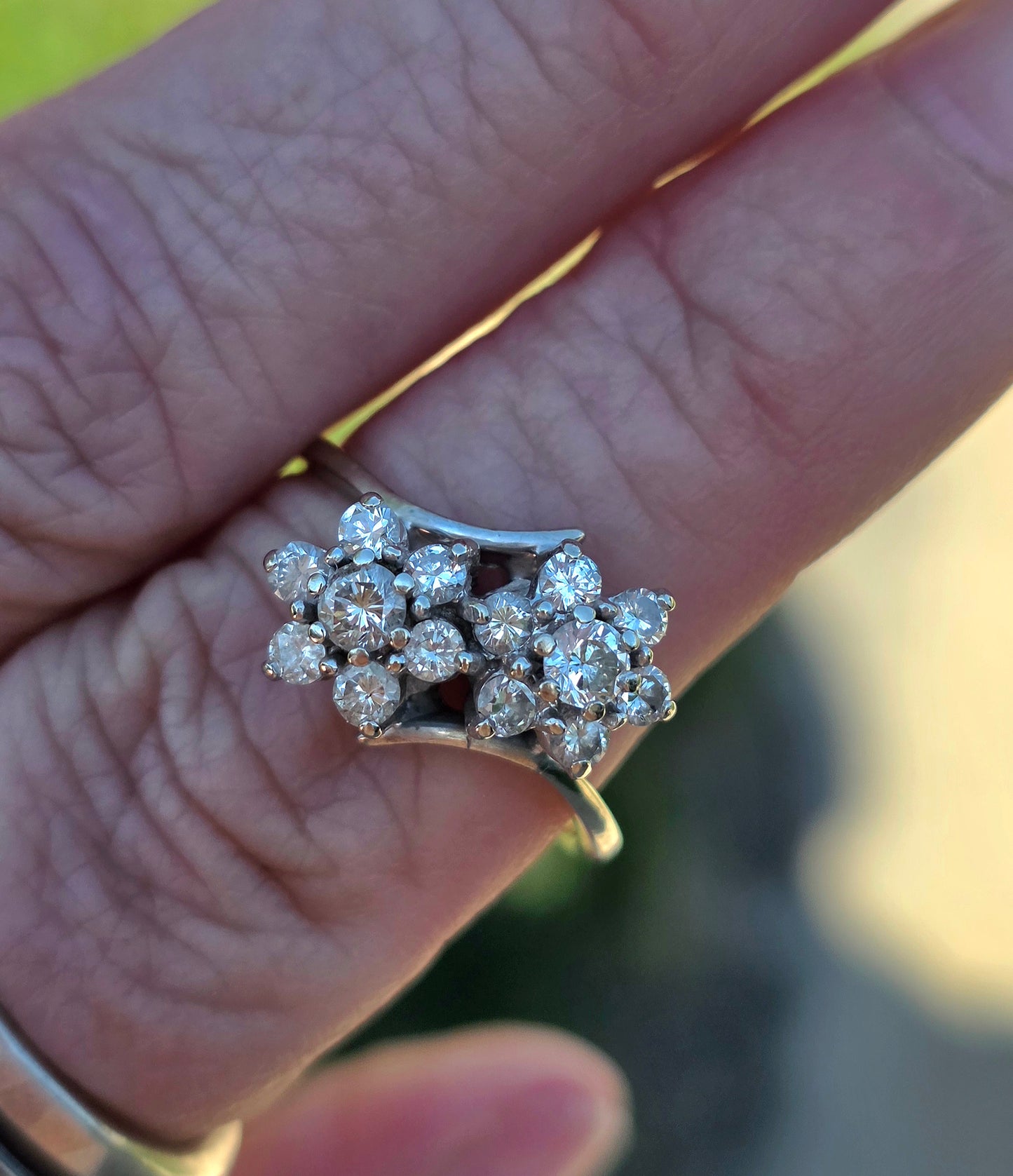 Vintage Toi et Moi Diamond Flower Ring