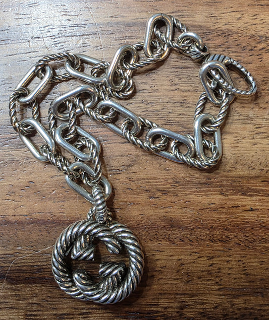 Gucci Interlocking G Sterling Silver Charm Bracelet, 7"