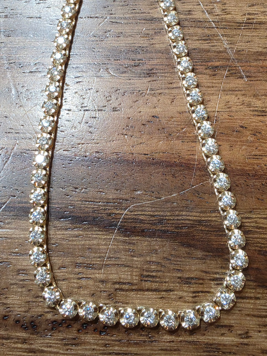 Diamond Half Tennis Necklace, 1.8ctw, 14k Yellow Gold