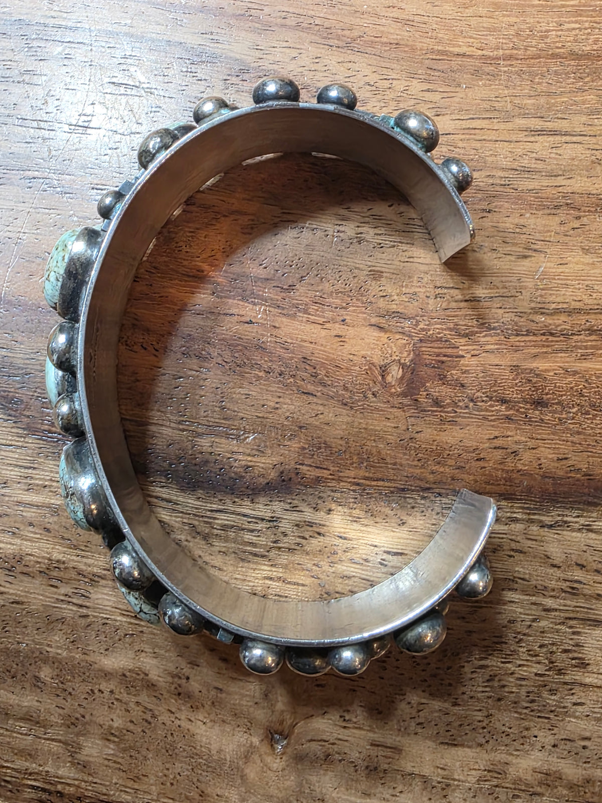 Navajo Ronnie Willie Dry Creek Turquoise Sterling Silver Cross Cuff Bracelet