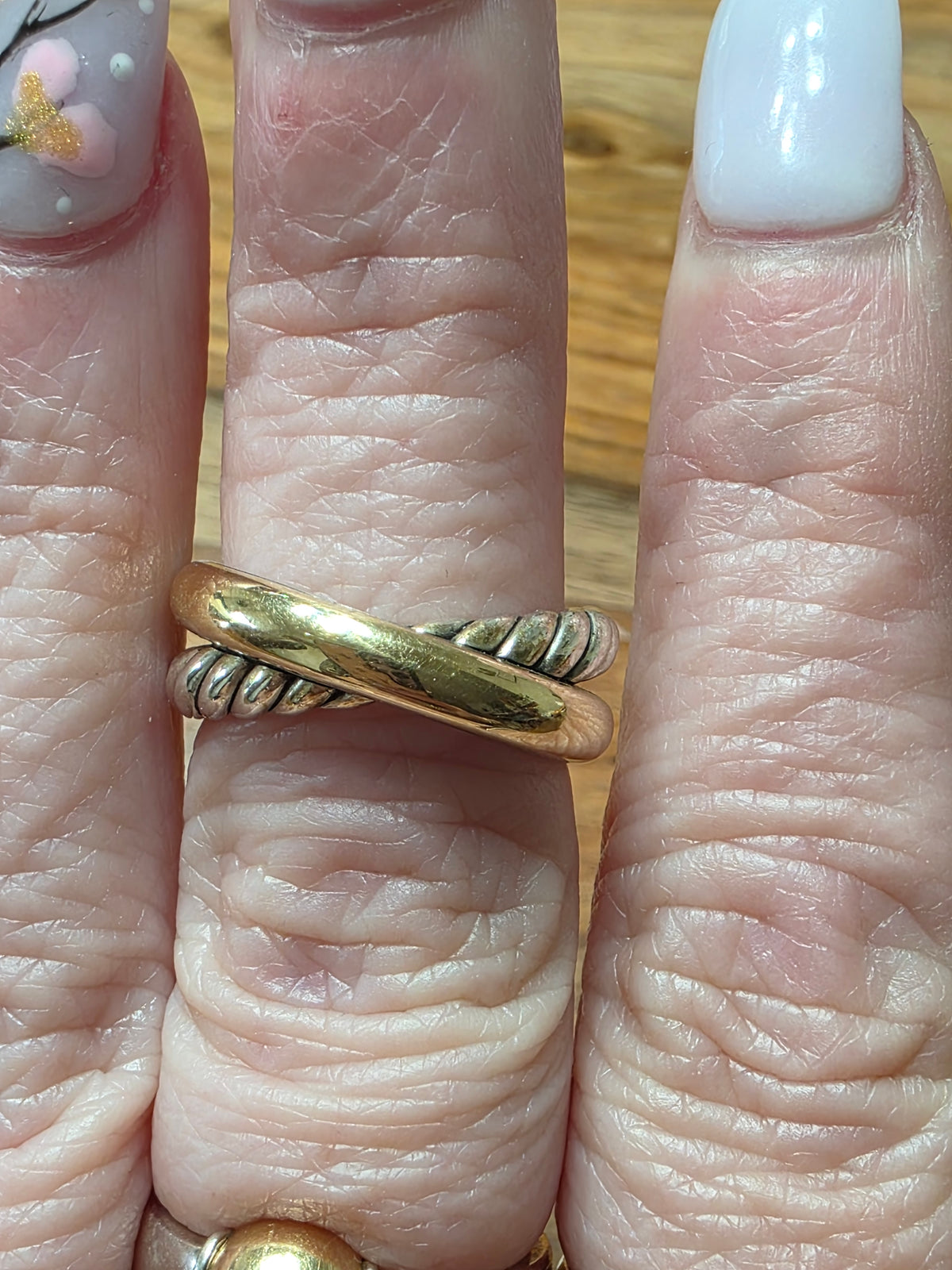 David Yurman Crossover Two Row Cable Ring, 14k & 925