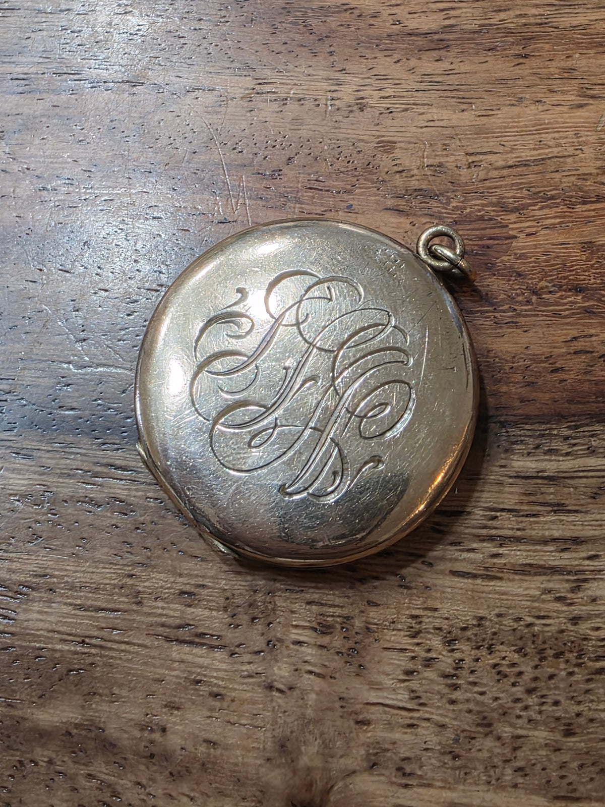 Antique Art Nouveau Gold Filled Repousse Locket Pendant Water Lily Flower c1900