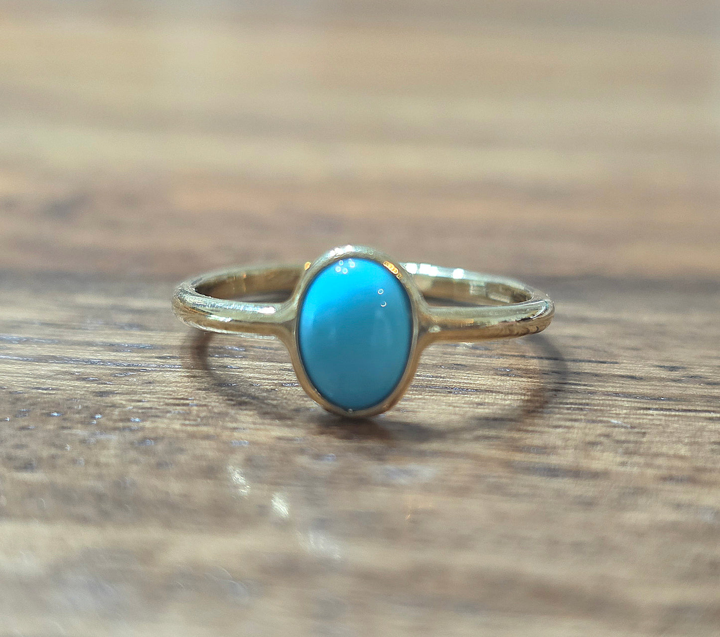 Sweet 14k Gold Turquoise Cabochon Ring