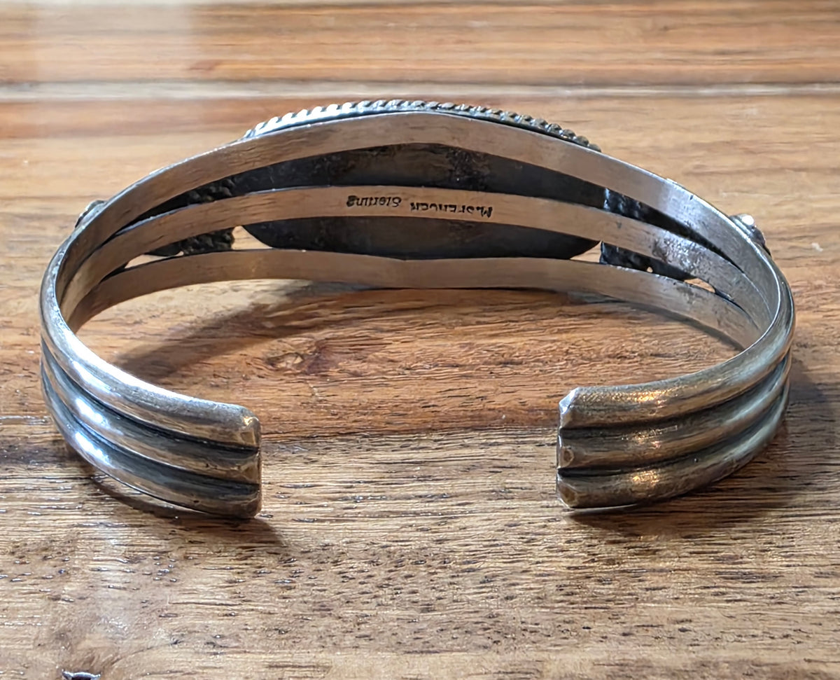 Navajo M. Spencer Sterling Silver Golden Hills Turquoise Cuff Bracelet