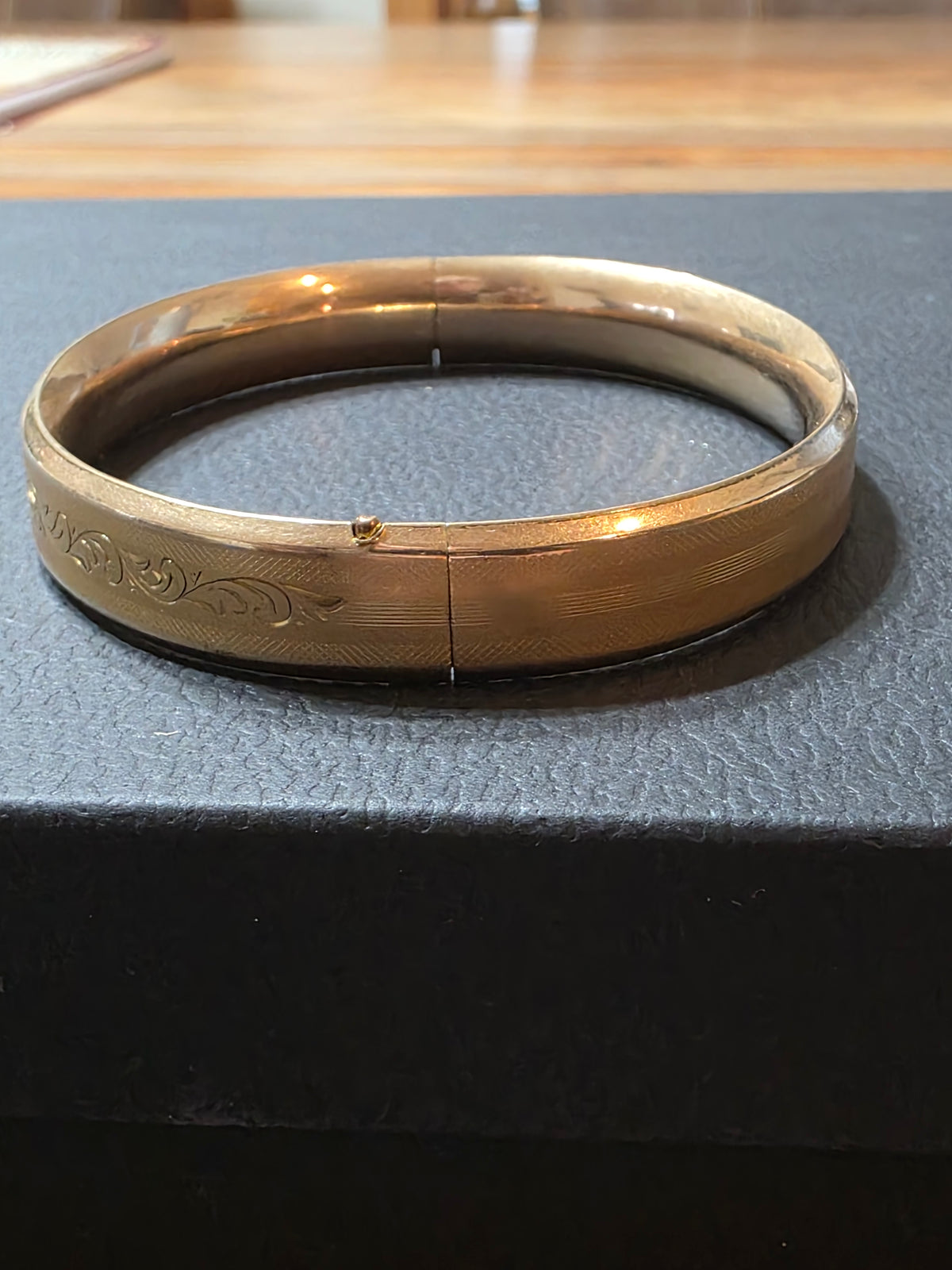 Antique Victorian Gold Filled Etched Bangle Bracelet Blank Cartouche Hinged