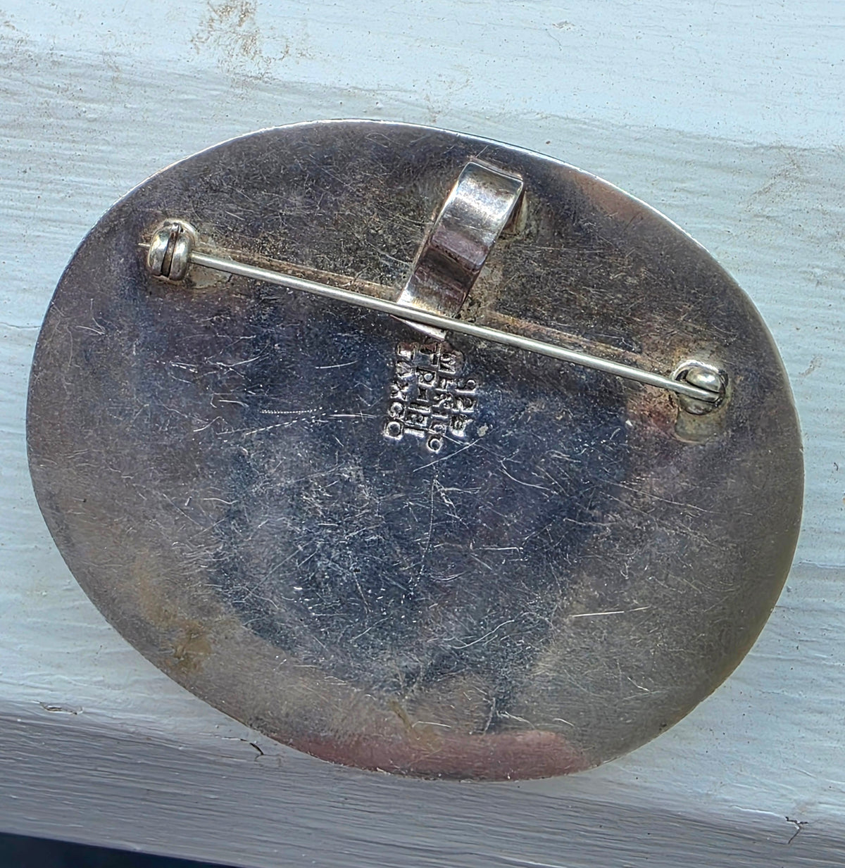 Vintage Sterling Silver Mahogany Obsidian Pendant Brooch
