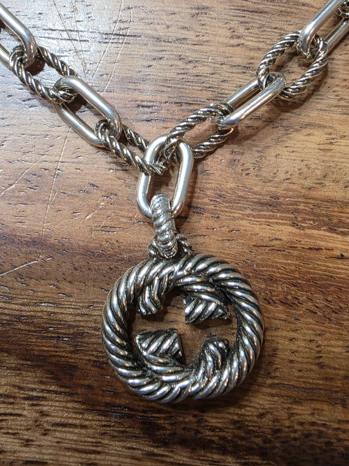 Gucci Interlocking G Sterling Silver Charm Bracelet, 7"