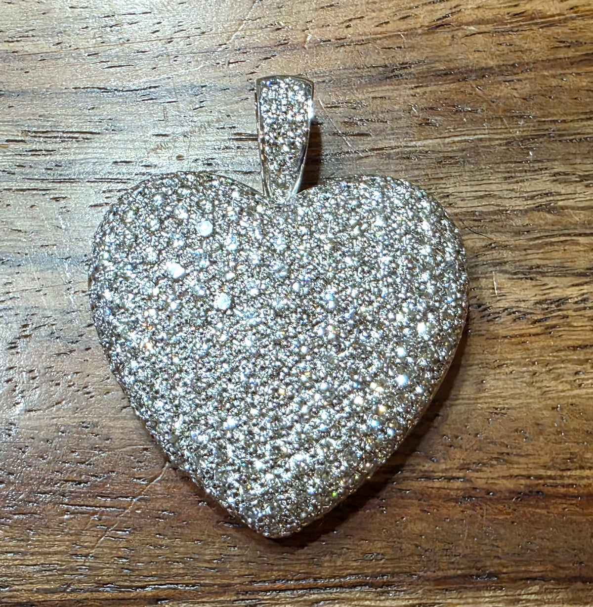 18k White Gold 4.2ctw Pave Set Diamond Heart Enhancer Pendant