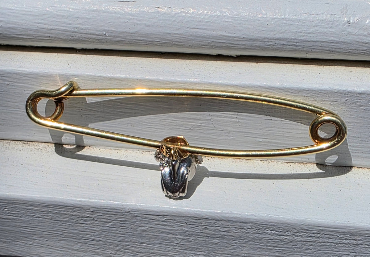 Edwardian 14k & Platinum Diamond Bulldog Safety Bar Pin