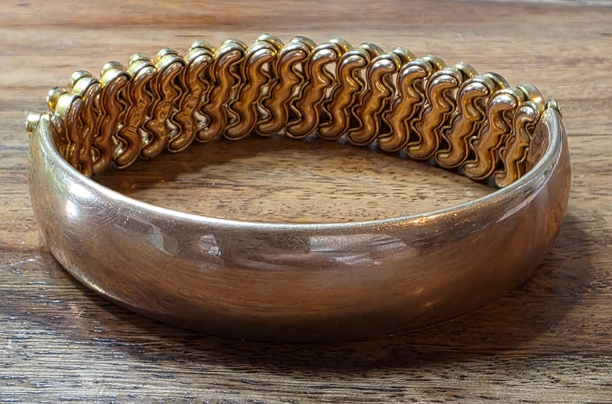 Antique Gold Filled Half Solid Sweetheart Expansion Bracelet Carmen D.F.B. Co