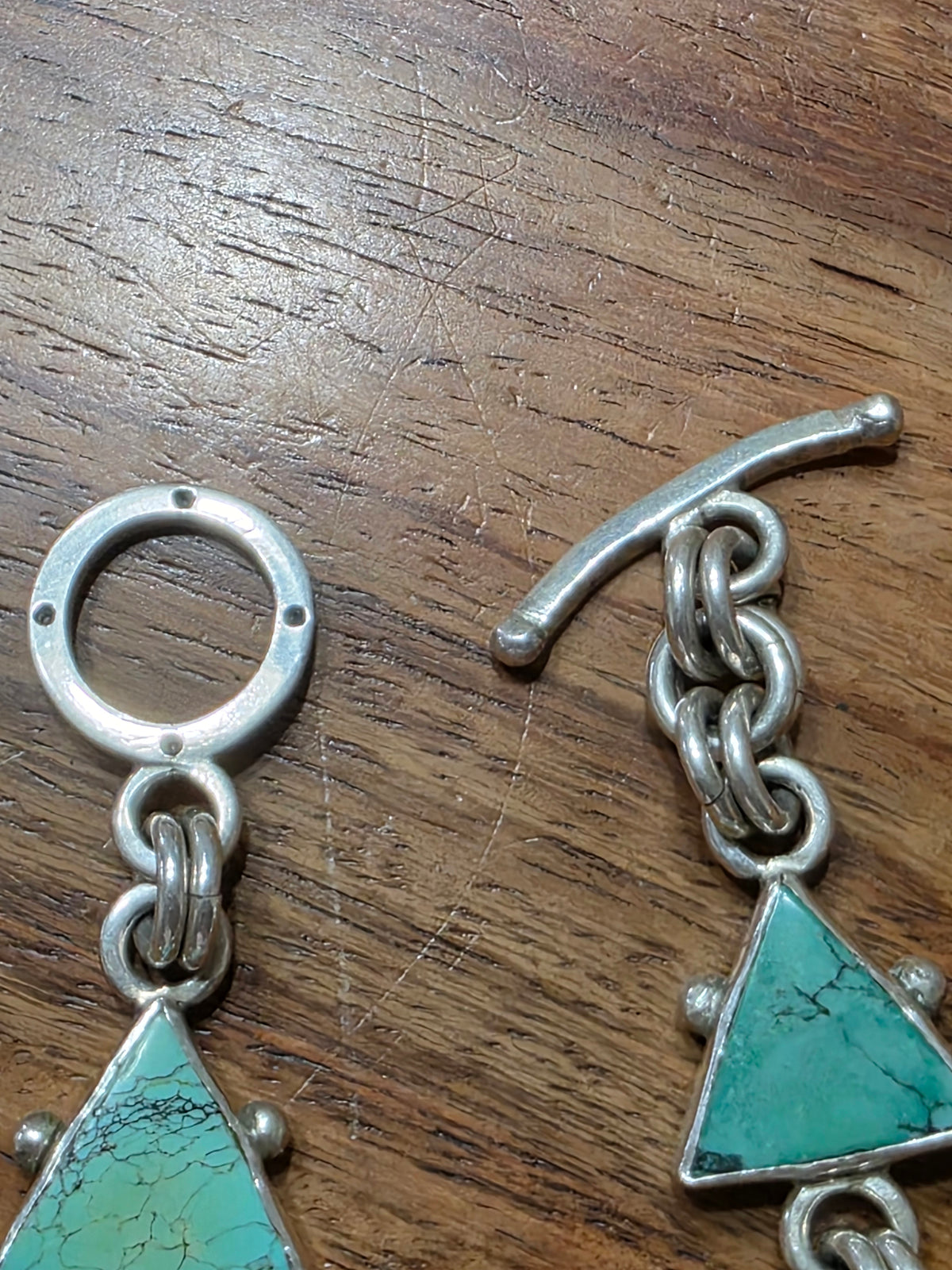 Keith Harryman Sterling Silver Turquoise Link Toggle Bracelet