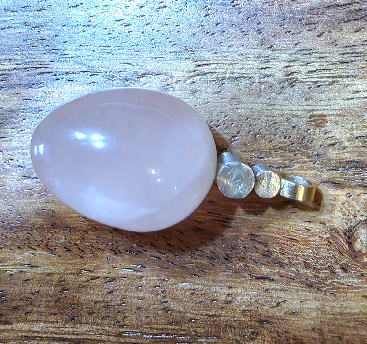 Artisan 18k Gold & Platinum Pink Rose Quartz Egg Pendant, Black & Pink Diamonds