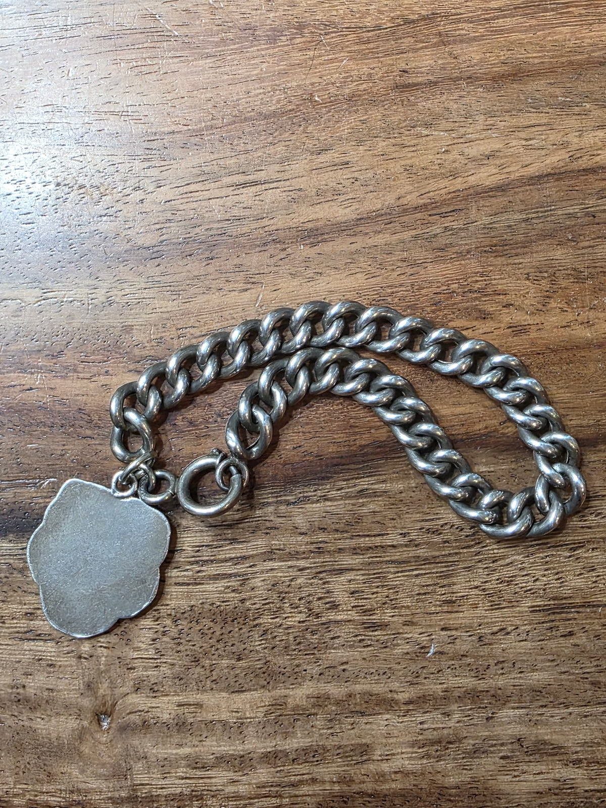 Antique Art Nouveau 800 Silver Gibson Girl Charm Bracelet, Curb Chain