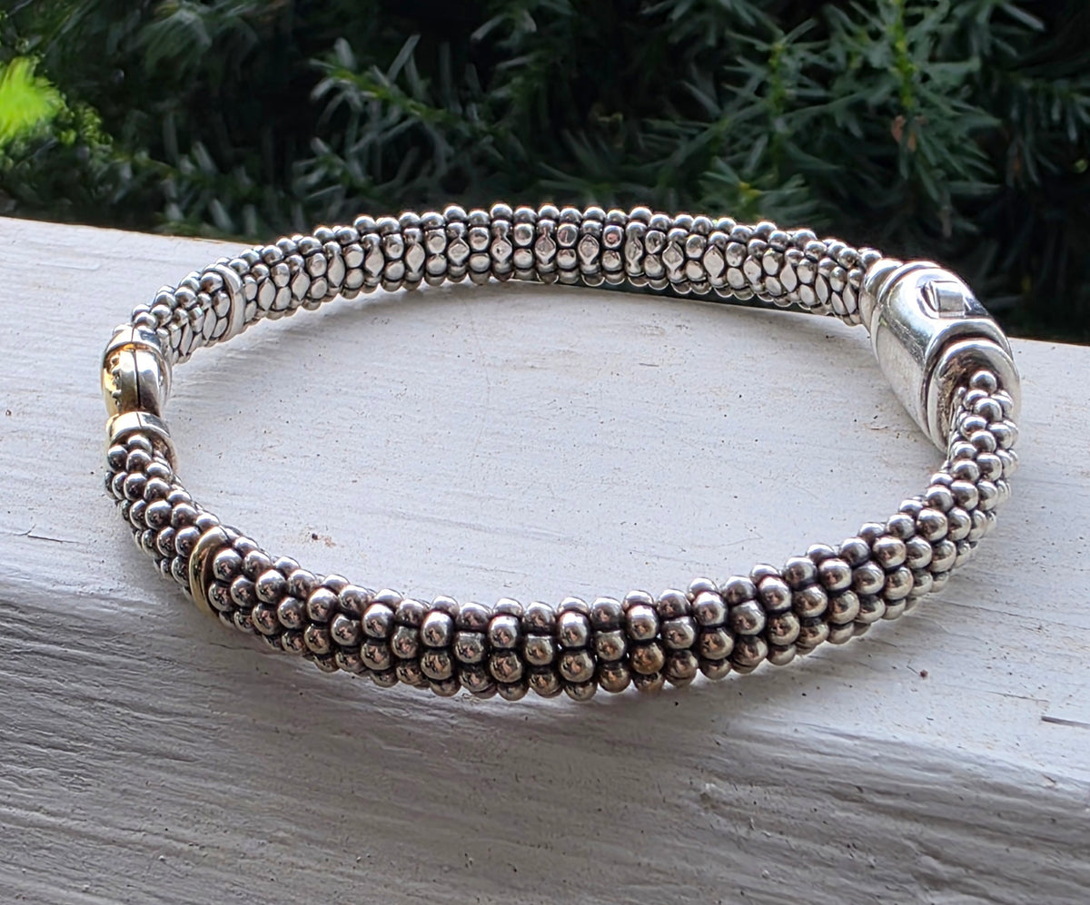 LAGOS Enso Two-Tone Diamond Circle Caviar Bracelet (6mm)