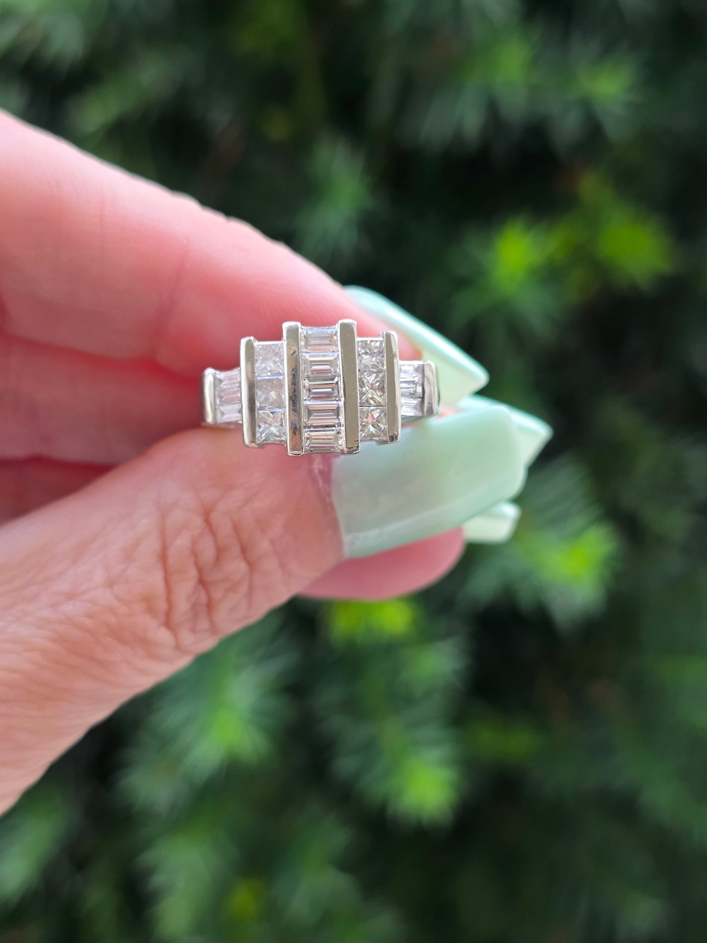 Platinum & Diamond Geometric Ring