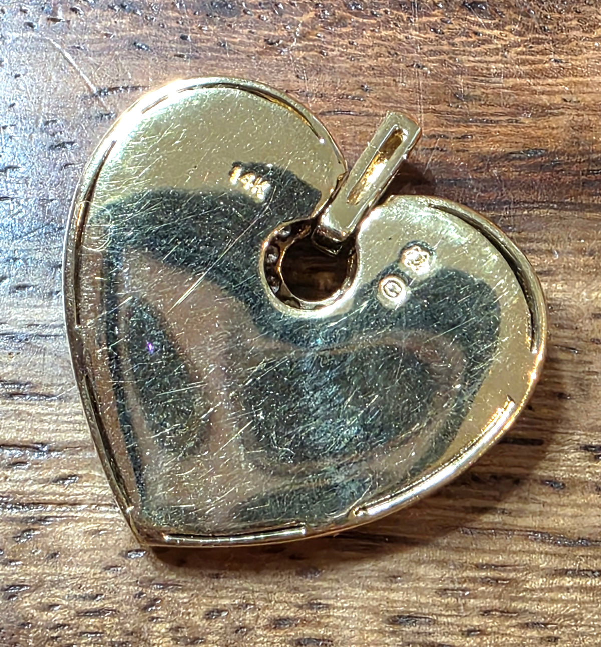 Estate 14k Gold Diamond Filigree Heart Pendant, 6.3 Grams