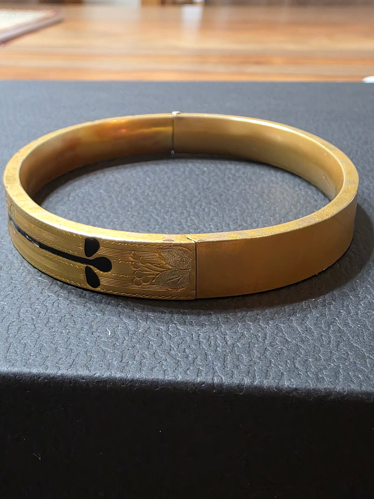 Antique GLP Co 1/10 Gold Filled Bangle Bracelet Enamel Floral George L Paine