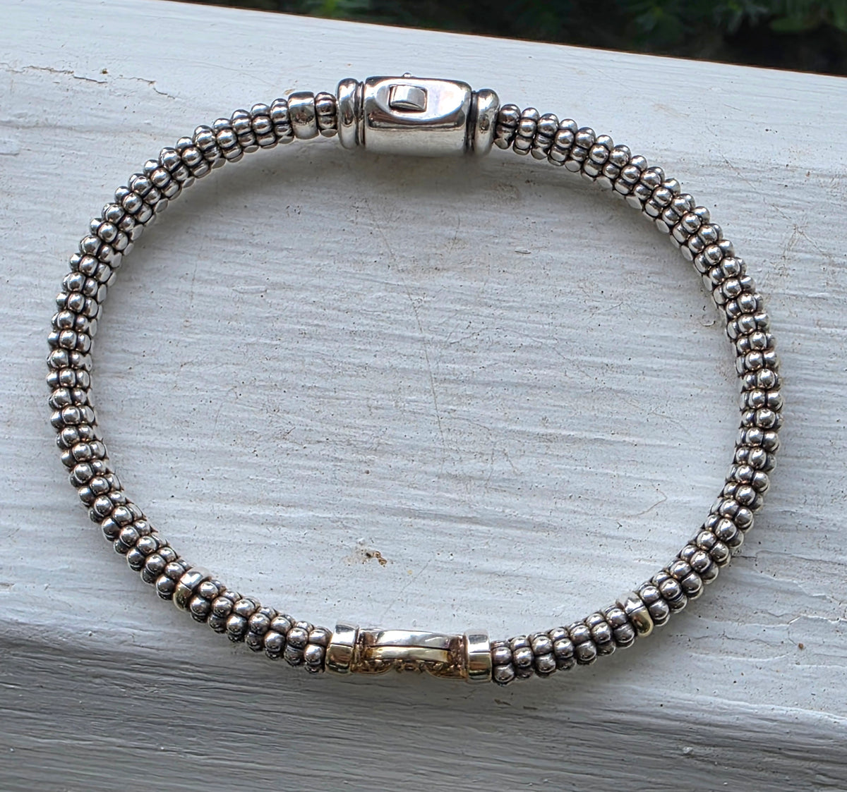 LAGOS Enso Two-Tone Diamond Circle Caviar Bracelet (6mm)