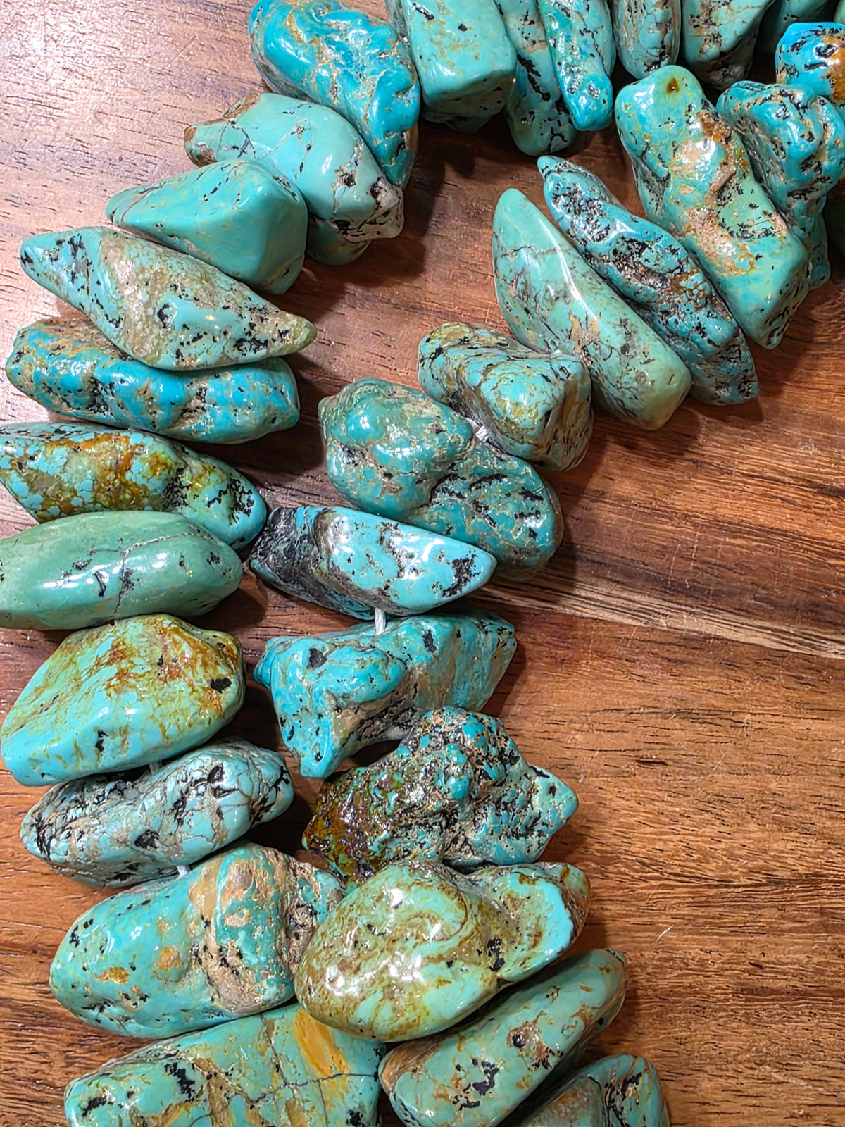 Federico Jimenez Bold Turquoise Nugget Necklace Sterling Silver Inlaid End Caps