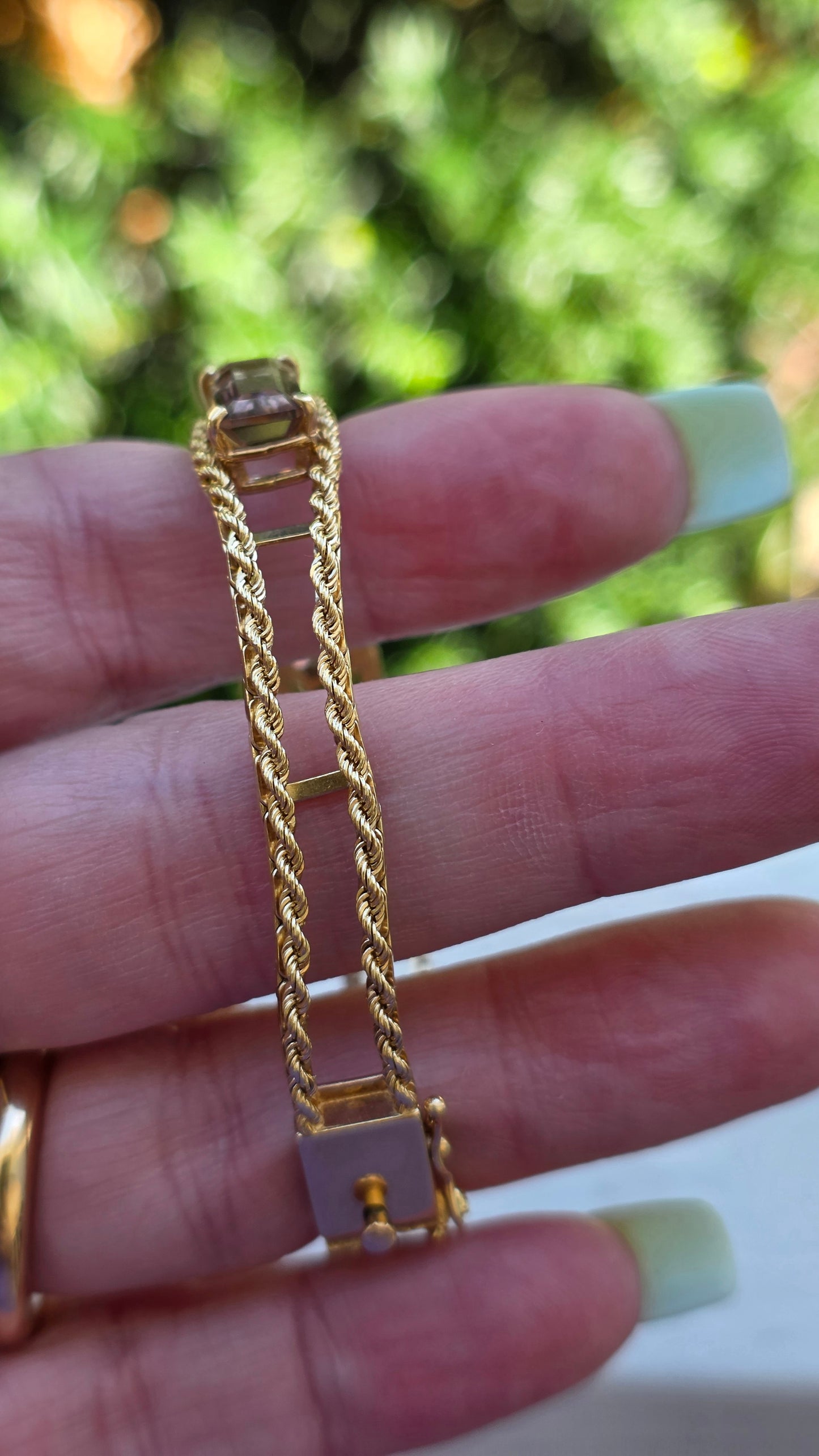 Vintage 14k Yellow Gold Emerald Cut Ametrine Bracelet