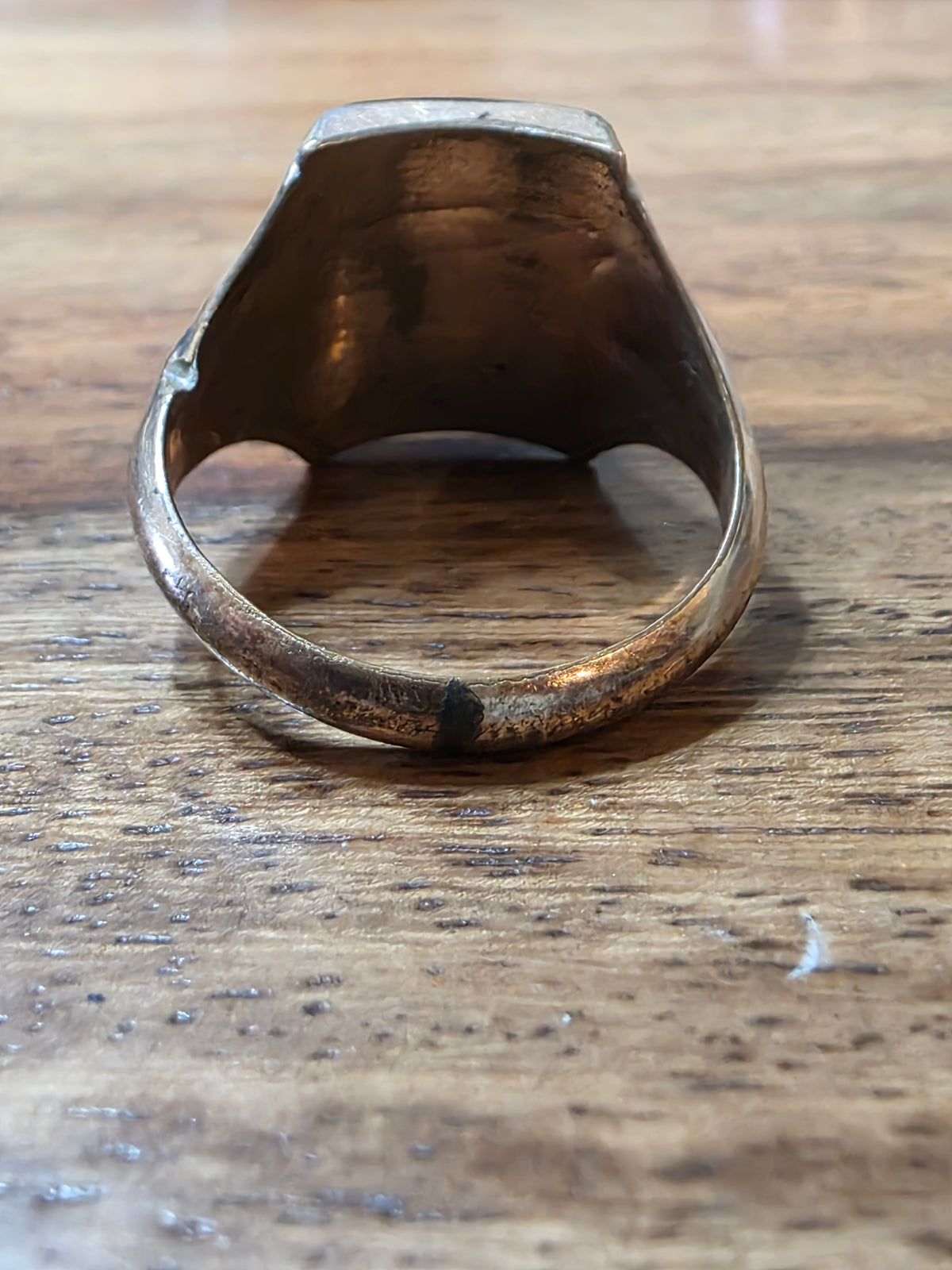 Vintage Gold Filled Molded Brown Glass 3-D Intaglio Ring, Size 11