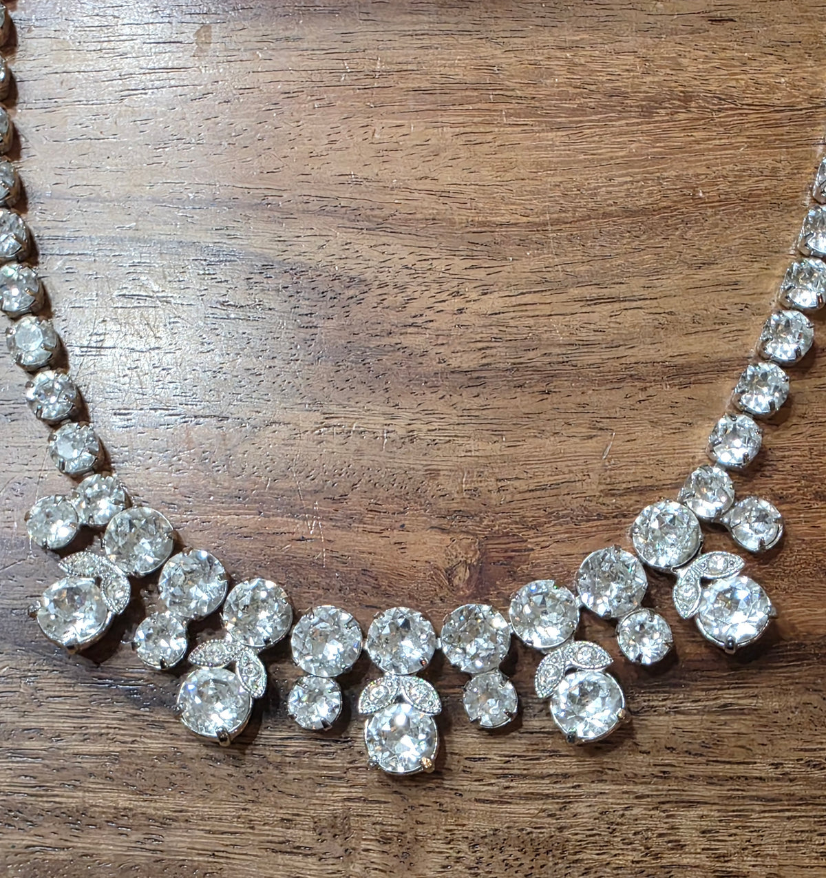 Vintage Eisenberg Clear Rhinestone Statement Fringe Choker Necklace 1940s