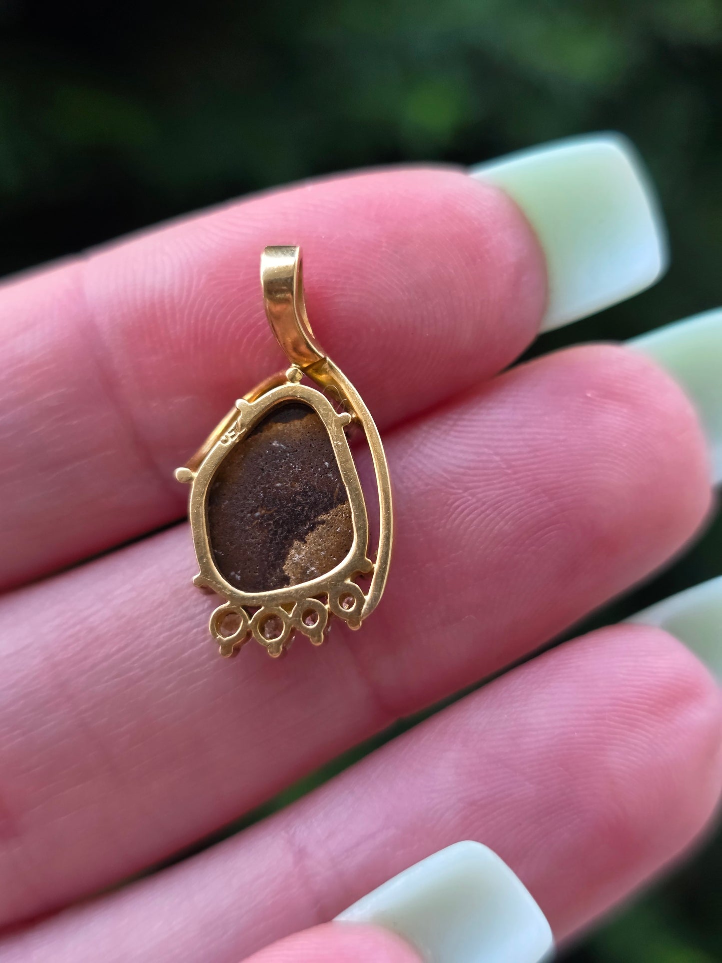 Fiery 18k Gold Black Opal & Diamond Pendant