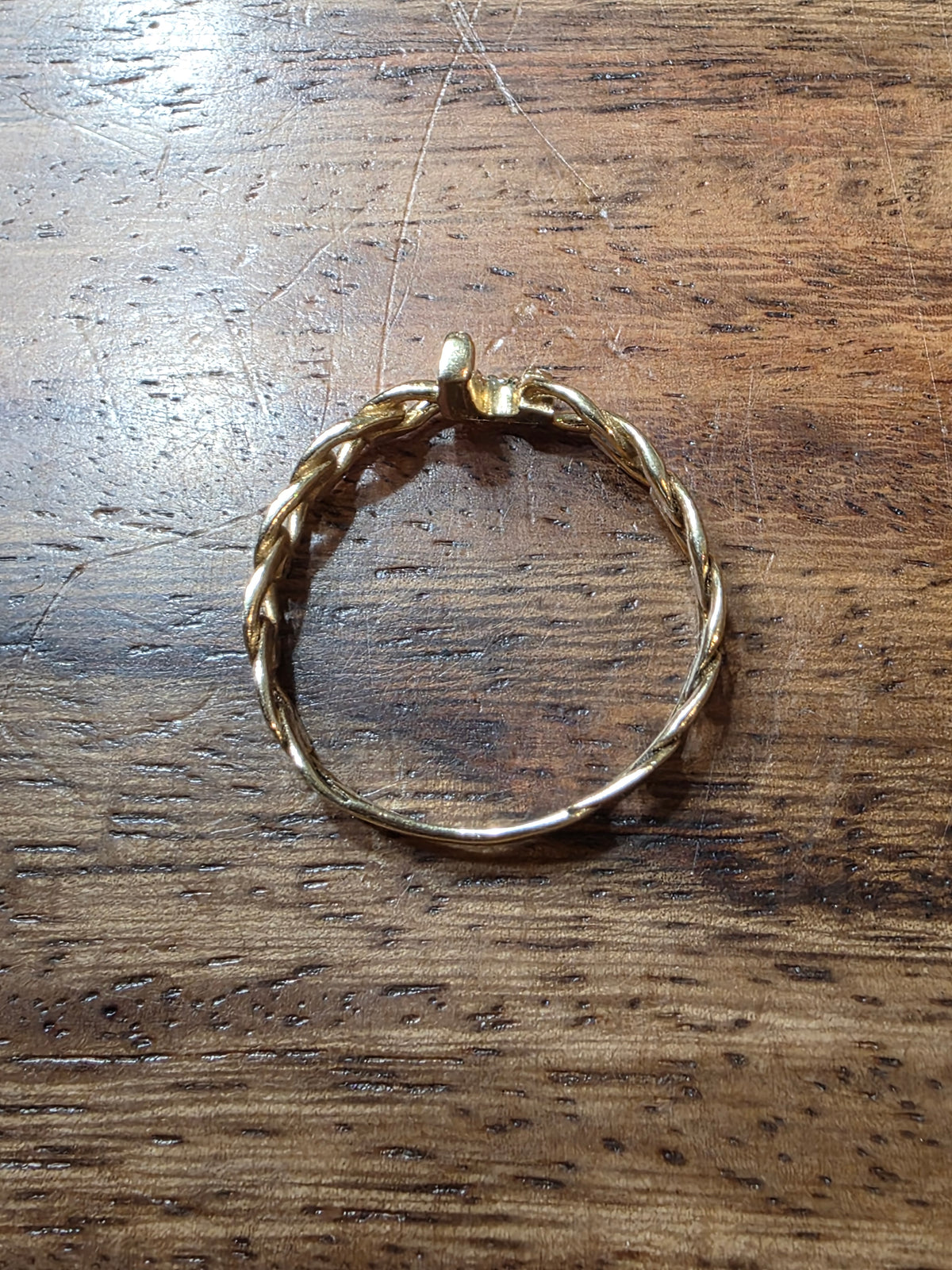 Vintage 14k Gold Diamond "J" Initial Cuban Chain Link Ring, Size 7
