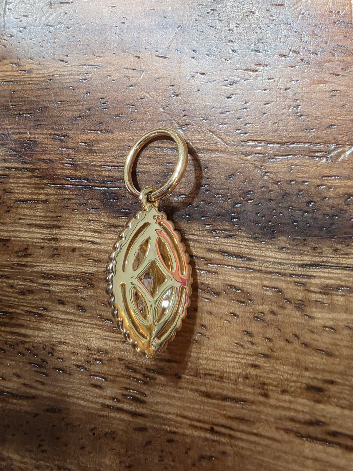 Fluted 14k Gold .50 Carat Marquise Diamond Pendant